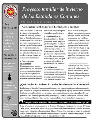 Spanish Winter Family Project Newsletter 
